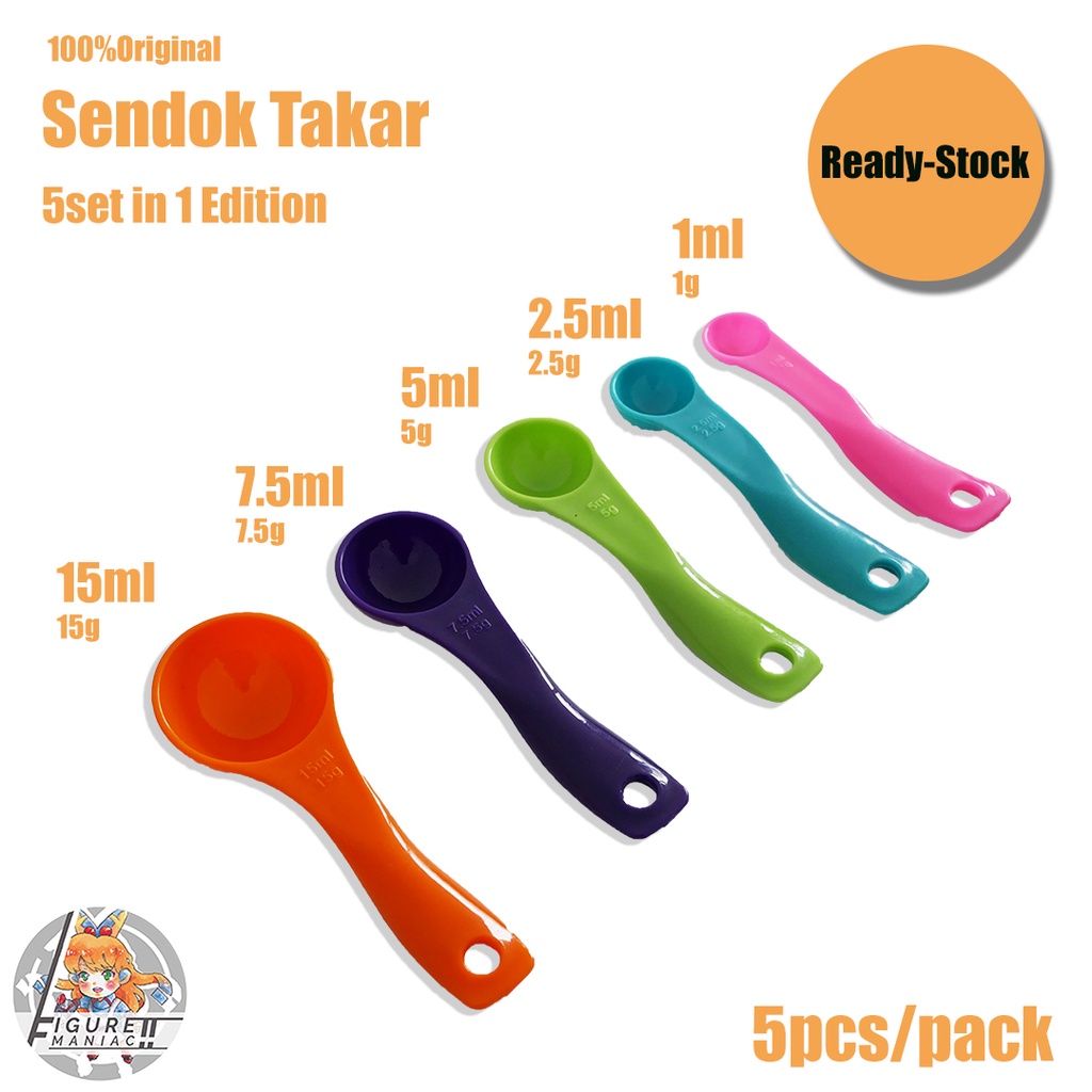 Sendok Takar - Sendok Takar Set 5 in 1 Warna Warni Ukur Kue Air Bumbu Dapur Susu Bayi