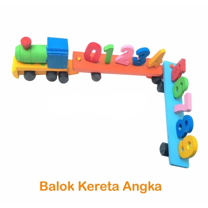 BALOK KAYU KERETA ANGKA / BALOK KAYU WARNA WARNI KERETA