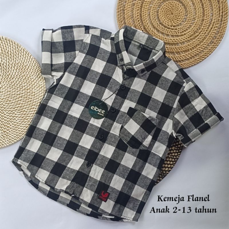 Baju Atasan Kemeja Anak Laki Laki Lengan Pendek Baju Flanel Kotak Kotak Premium