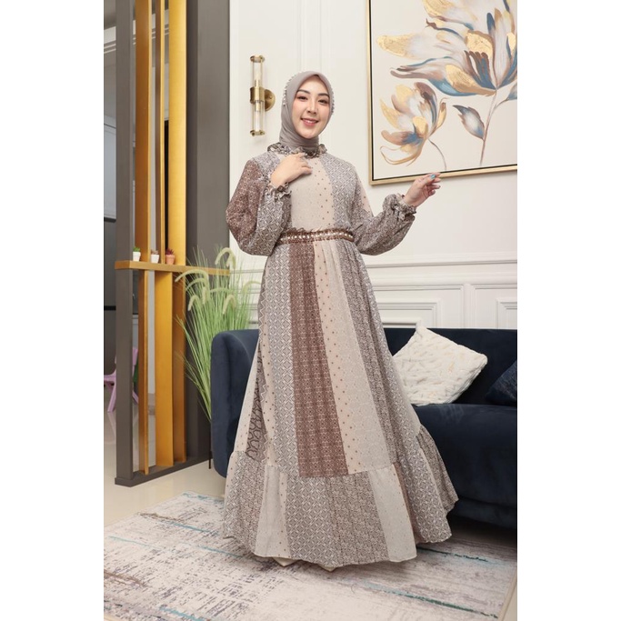Baju Kondangan Wanita Kekinian | Gamis Pesta Mewah Elegan | Gamis Organza Premium | Dress Lebaran Ke