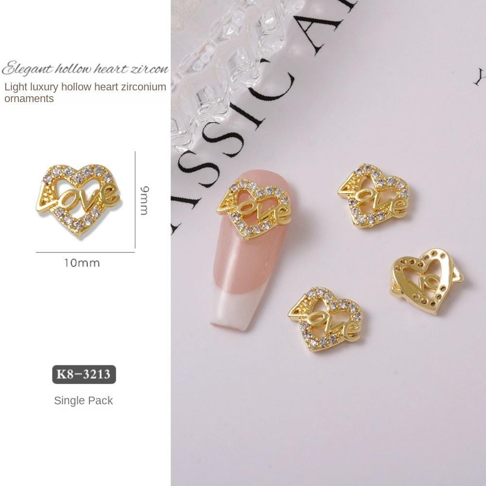 Mxbeauty Hiasan Kuku Hati Wanita Emas Perak Love Heart Manicure Aksesoris Heart Pendant Nail Jewelry