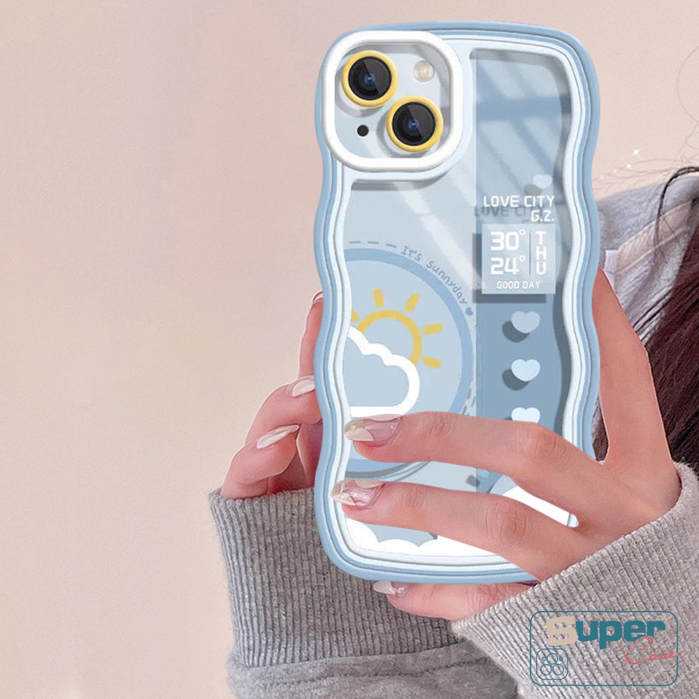 Untuk Realme C55 10 9 8 C33 C35 5 6i C12 C15 8Pro C30 C25 C25Y C17 C21Y C11 C25s C20 C20A 9Pro+9i 8i C3 7i 5i 7pasangan Hari Malam Ramalan Cuaca Lembut TPU Wavy Edge Phone Case