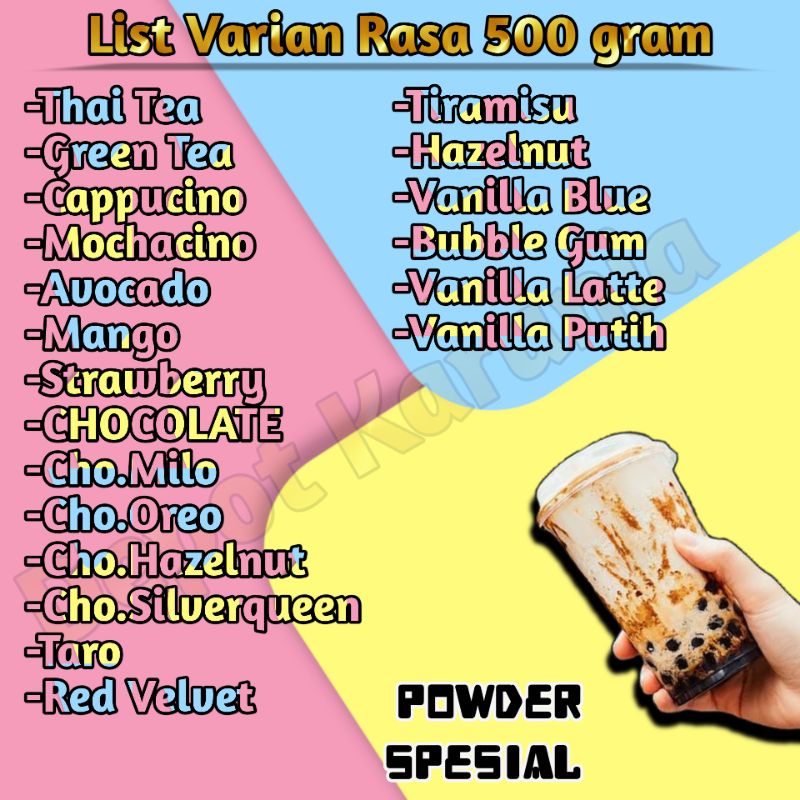 Bubuk Minuman Rasa 500 gram Spesial Serbuk Minuman Boba Kekinian Rasa Thai tea Green Tea