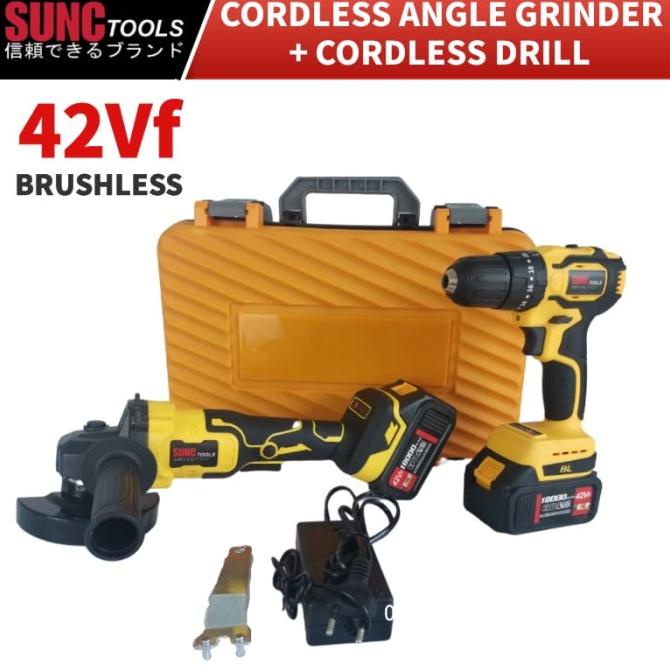 SUNC TOOLS Paket Mesin Gerinda + Bor Cordless Brushless 42Vf / Nagawa