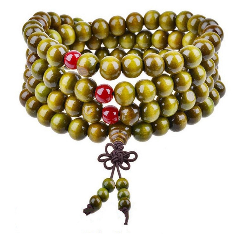 6mm Natural Cendana Buddhist Buddha Wood Prayer Beads Knot Black Ebony Gelang &amp; Gelang Untuk Pria Wanita Wooden Jewelry