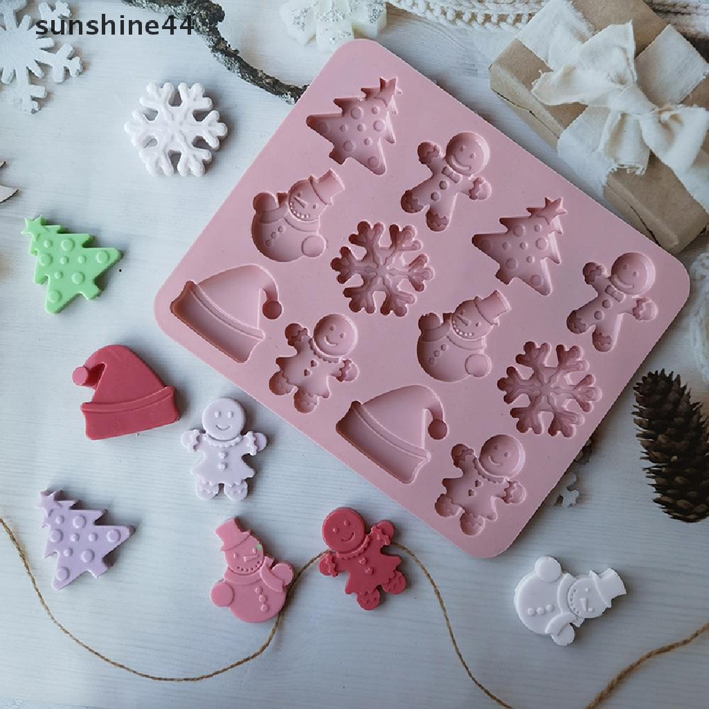 Sunshine 12rongga Natal Snowman Cetakan Silikon Cetakan Kue Coklat Baking Tools.