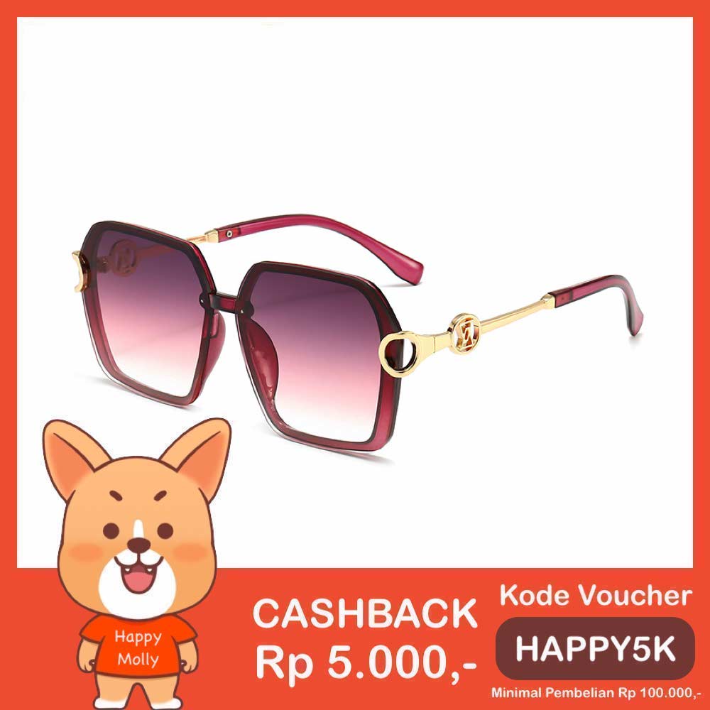 Kacamata UV400 [ Maroon ] Anti Radiasi - Sunglasses Wanita Korea - HM8153