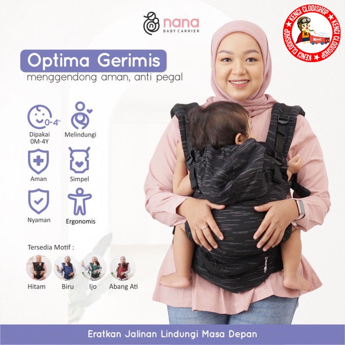 Gendongan Bayi Adjustable SSC Nana Babycarrier Optima Gerimis untuk Newborn - 4 Tahun