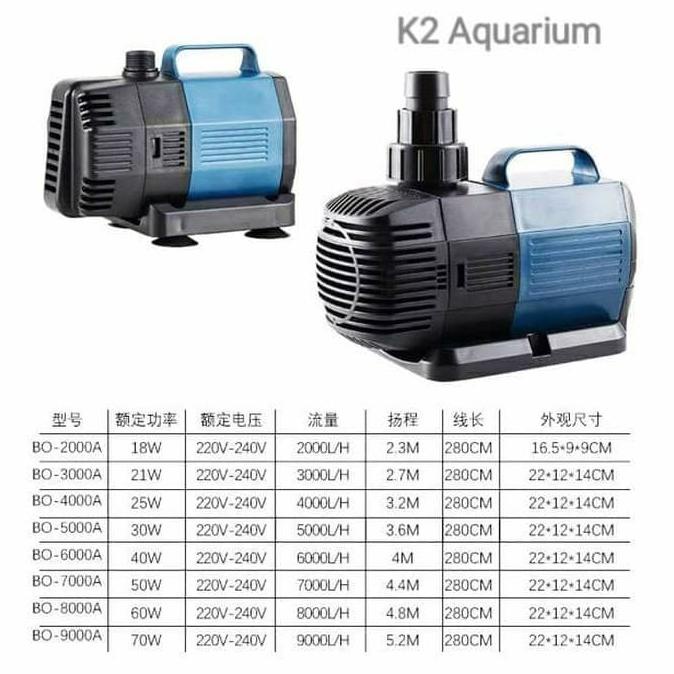 HEMAT LISTRIK SOBO BO 2000A amphibious pompa aquarium kolam sobo 2000