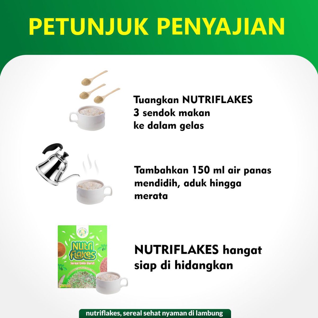 Nutriflakes Sereal Umbi Garut Daun Kelor Solusi Asam Lambung Dan Maag Original 2 Box