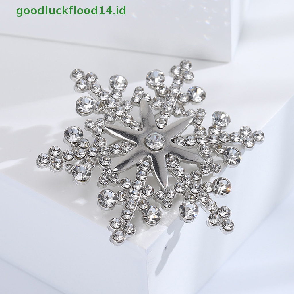 [GOOGFOUR] Fashion Pin Menawan Kristal Berlian Imitasi Bros Natal Snowflake Bros Natal Bros Hadiah [TOP]