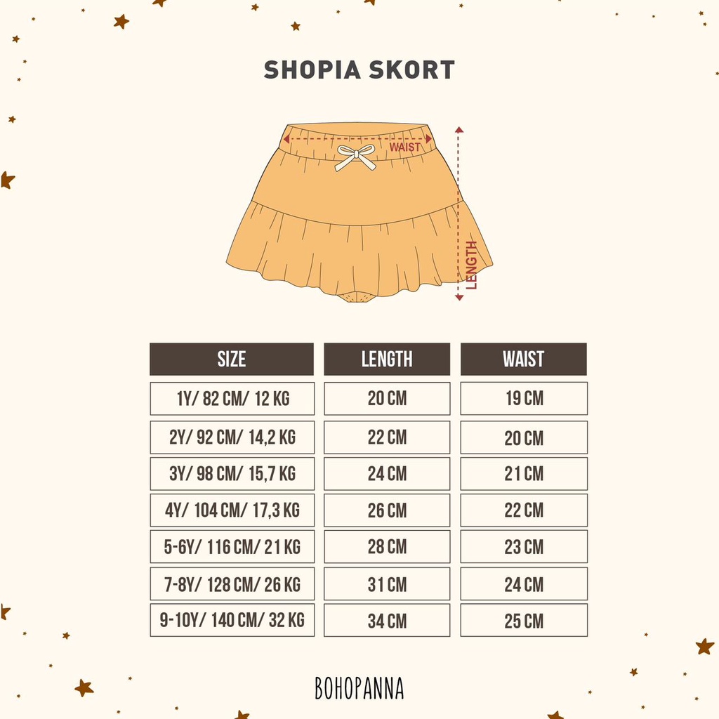 Bohopanna Shopia Skort 1-10 Tahun Celana Rok Sophia Fashion Anak Perempuan