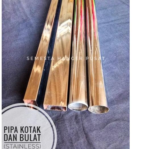 Depan1 Besi Stainless Pipa Kotak dan Pipa Bulat ready ukuran 1m, 1,5m, 2m dijual per batang