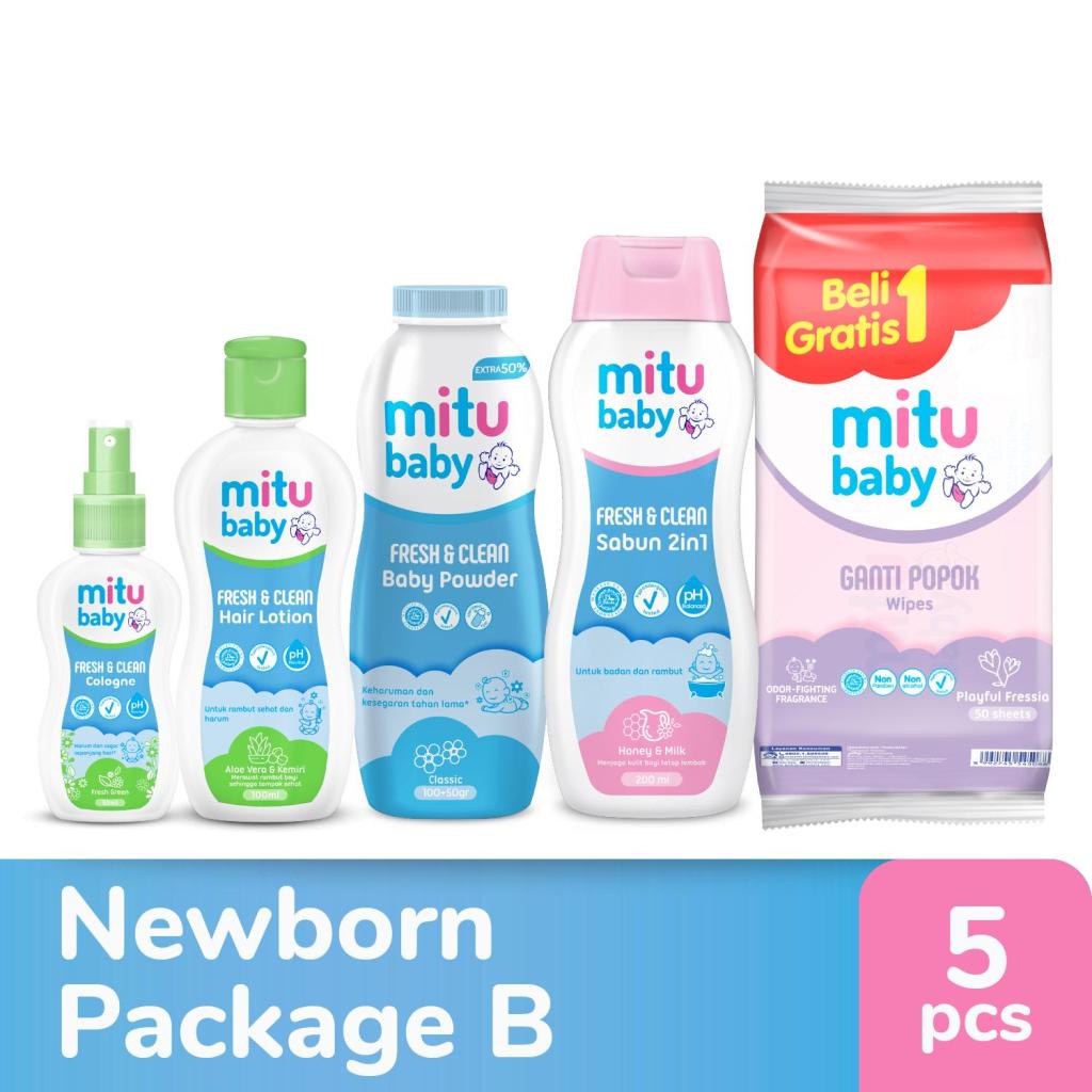 Mitu Newborn Baby Care Package B - Paket Perlengkapan Mandi dan Tisu Basah Bayi