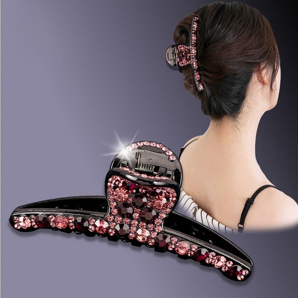 Needway   Wanita Hiu Klip Fashion Halus Berkilau Resin Gadis Hadiah Ponytail Holder Berlian Imitasi Aksesori Rambut Gaya Korea Hair Clip