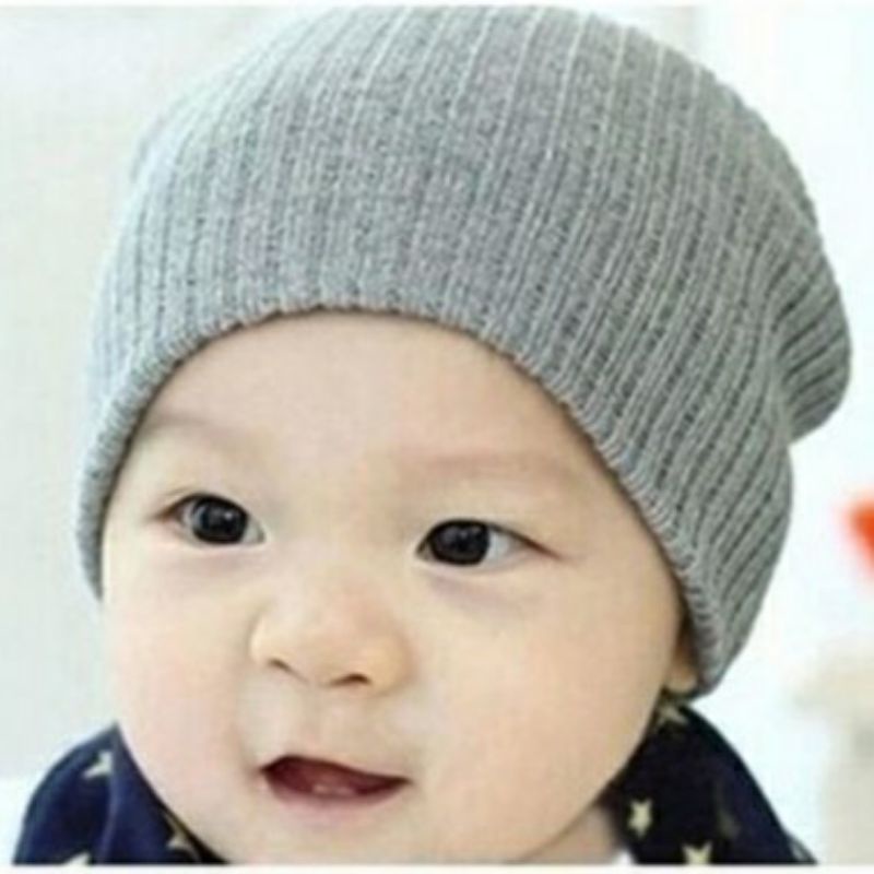 Topi Bayi/anak Rajut Polos usia 0-3 tahun