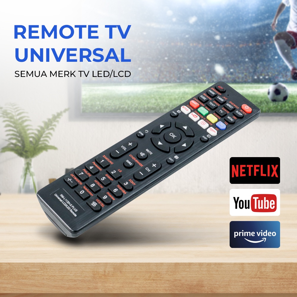 HUAYU Remote TV Universal Semua Merk TV LED/LCD Netflix Youtube - RM-L1130+X Plus - Black