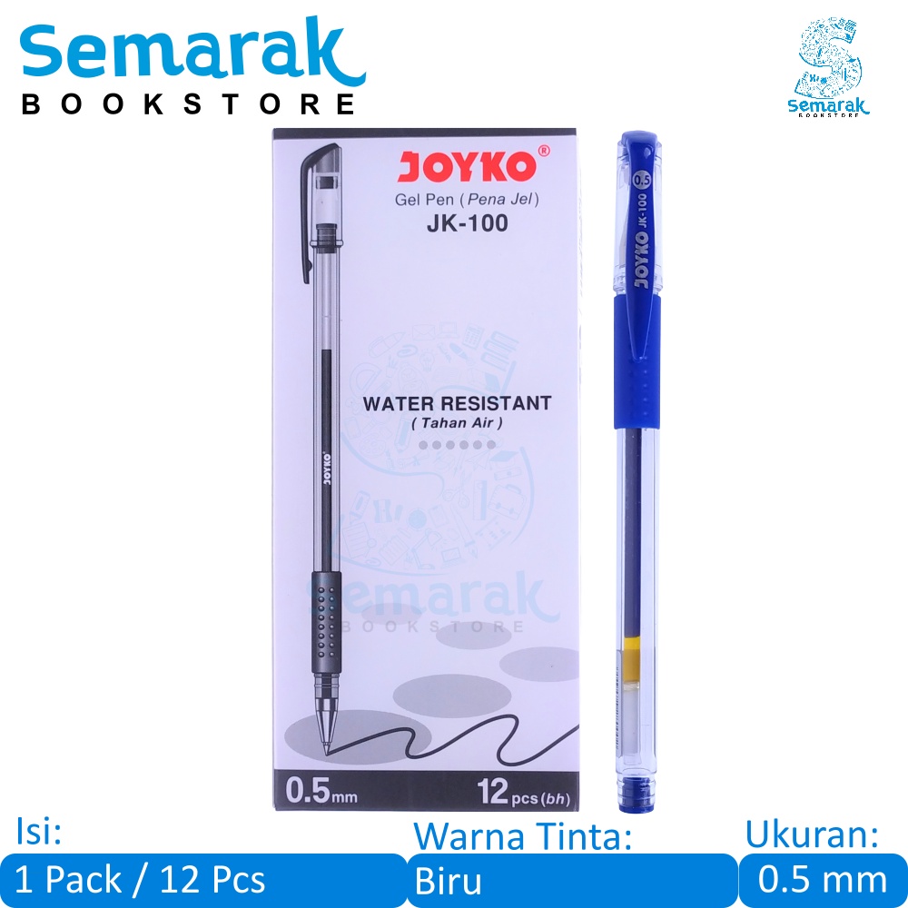 

Joyko JK-100 Pena Jel Tahan Air 0.5 - Biru [1 Pack / 12 Pcs]