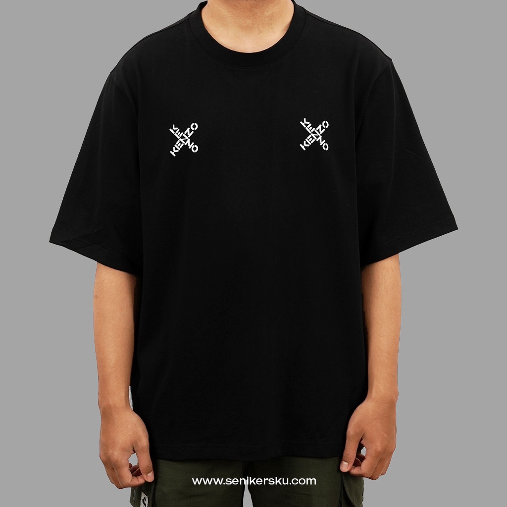 Kenzo Double Mini Cross Logo Black Tee