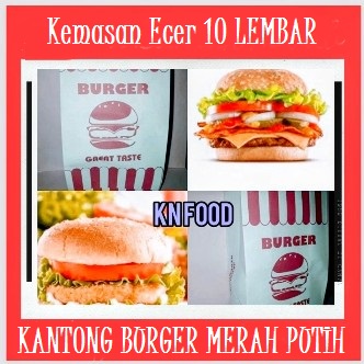 

Kemasan kantong burger Ecer 10lembar BUNGKUS BURGER Merah Putih Ecer 10pcs