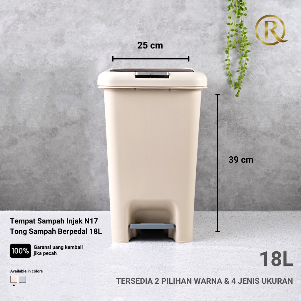 Tempat Sampah Injak N17 Tong Sampah Dapur Kamar Berpedal 18L