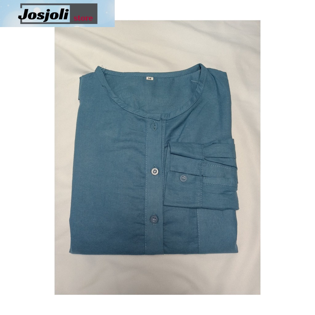 JOSJOLI_STORE/Kemeja Casual Linen Hanley Lengan Panjang/Kemeja Oblong Pria M L XL XXL