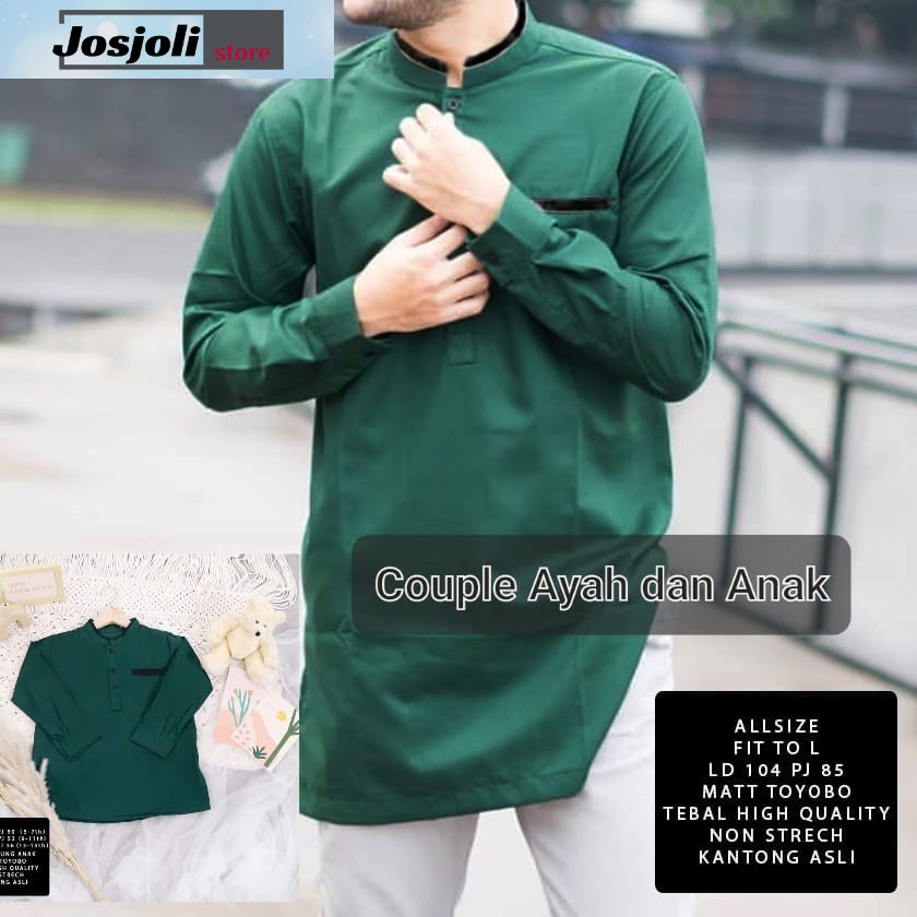 JOSJOLI_STORE/Baju Couple Koko Anwa/Koko Couple Ayah dan Anak Laki-Laki Lengan Panjang/S M L XL XXL