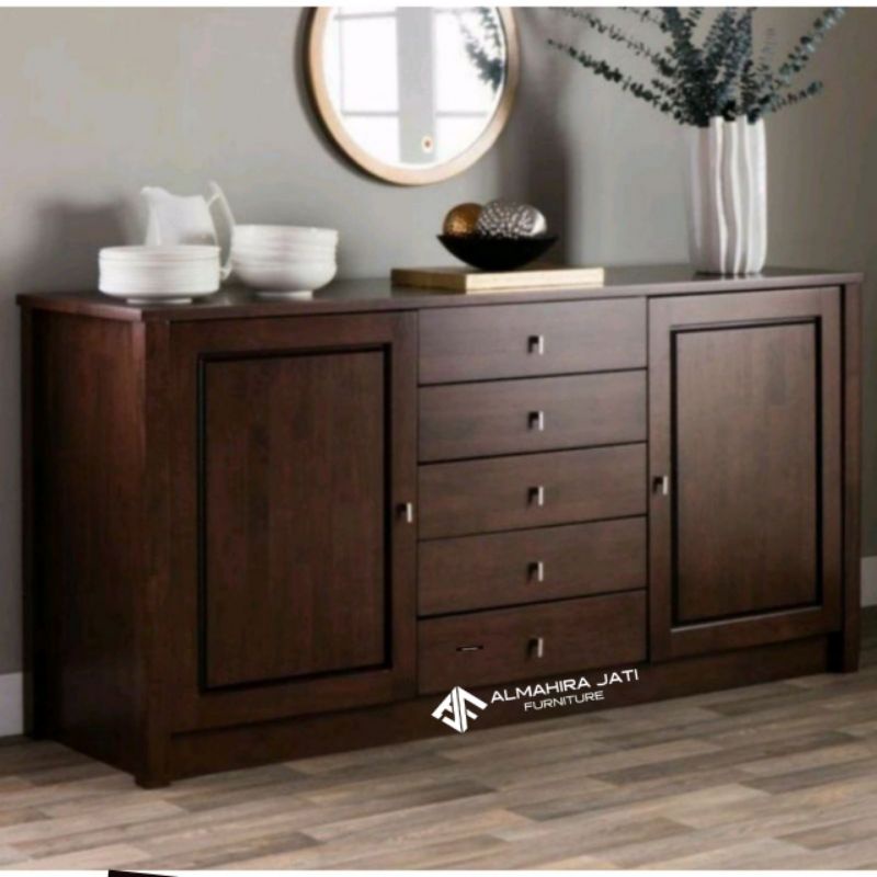 TERMURAH BUFFET MEJA TV MINIMALIS JATI || LEMARI KAYU JATI BUFFET TV || BUFFET LEMARI PENYIMPANAN SE