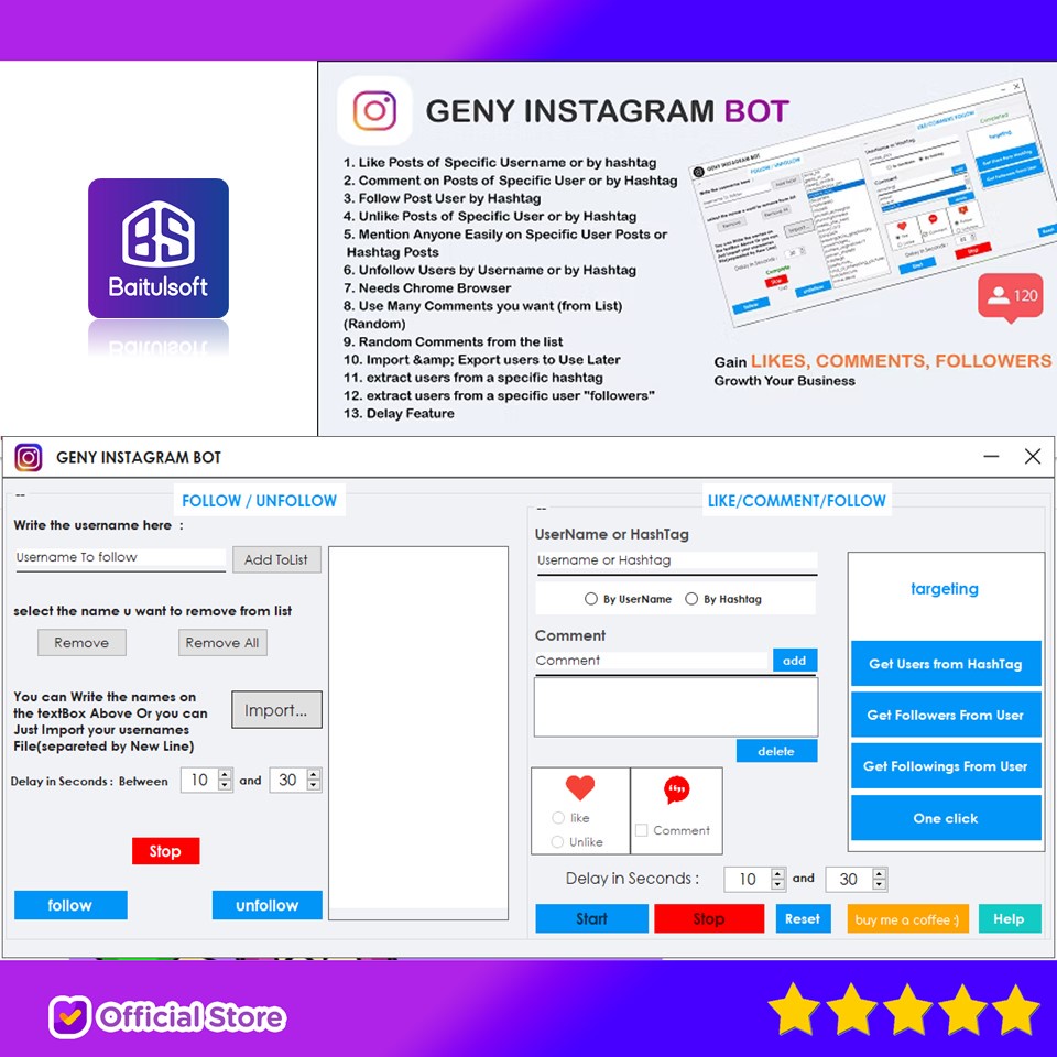 SOURCE CODE APLIKASI GENY INSTAGRAM BOT - GAIN MORE INSTAGRAM FOLLOWERS, INCREASE YOUR FOLLOWERS NOW