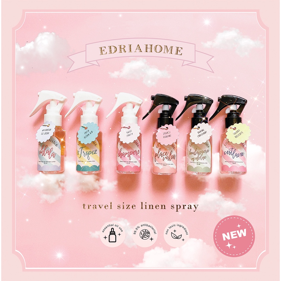 EdriaHome Linen Spray Emily In Paris Series Anti Bacterial / Multipurpose Room and Linen Spray / Room Spray / Bed Spray /  Pillow Spray /  Laundry Spray / Room Mist / Pengharum Ruangan dan Kain