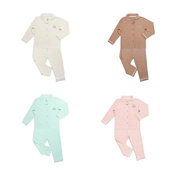 Bamboo and Bub Yuto Sets - Baju Tidur Pajamas Pyjamas Anak Bayi Balita Sleepsuit Two Piece Atasan Bawahan Baju Rumahan Lengan Panjang