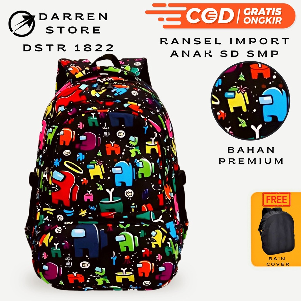 Ransel Anak karakter BT 21 Tas Sekolah Import 1823 18inch Backpack Free Raincover