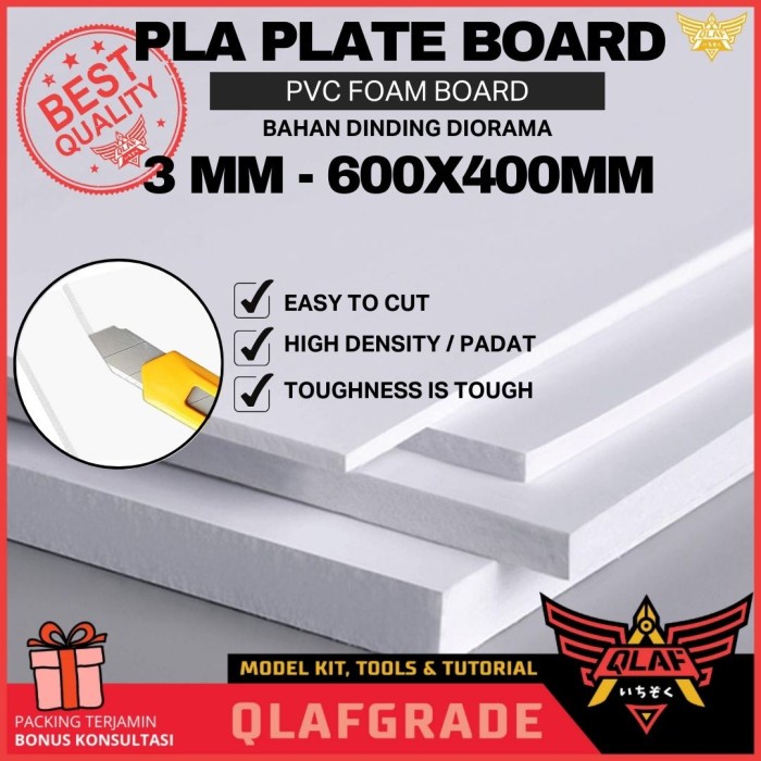PLA PLATE BOARD PVC FOAM LARGE 3mm 60x40 diorama dinding maket model