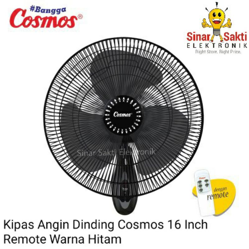 Kipas Angin Dinding Cosmos Remote Wall Fan 16 Inch 16&quot; 16WFGR Tempel Hitam Black