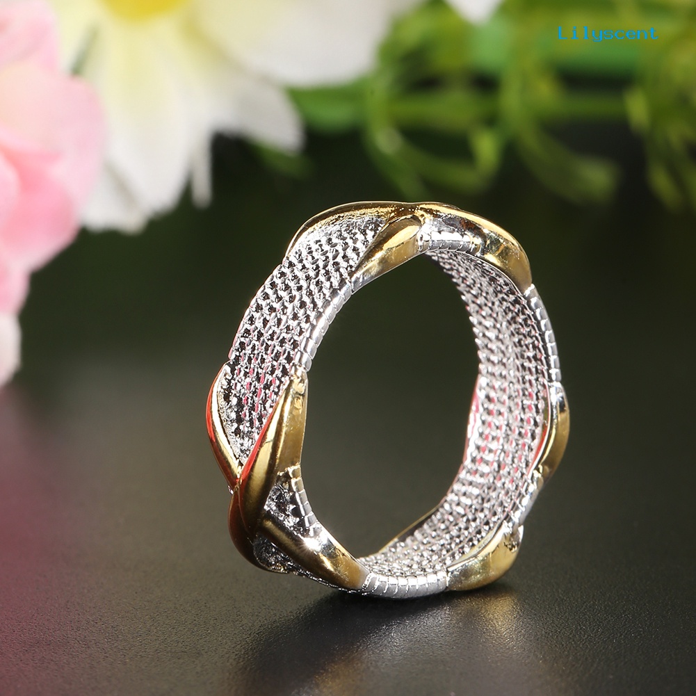 [LS] Cincin Kawin Wanita X Perak Lapis Emas Perhiasan Fashion Ukuran6 7 8 9