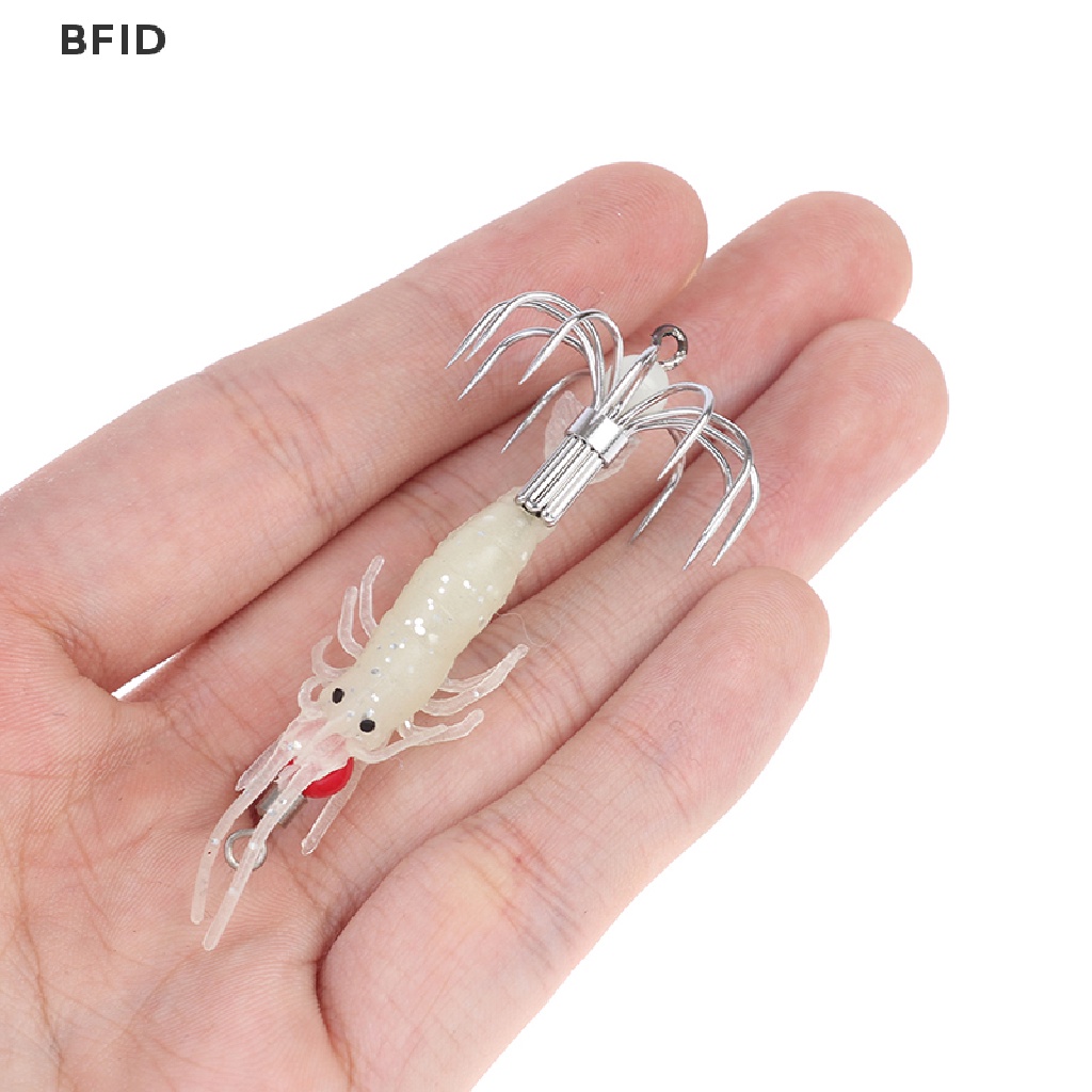 [BFID] 1pc Luminous Squid Jigs Glow Udang Kayu Dengan Kait Gurita Cumi Umpan Pancing [ID]