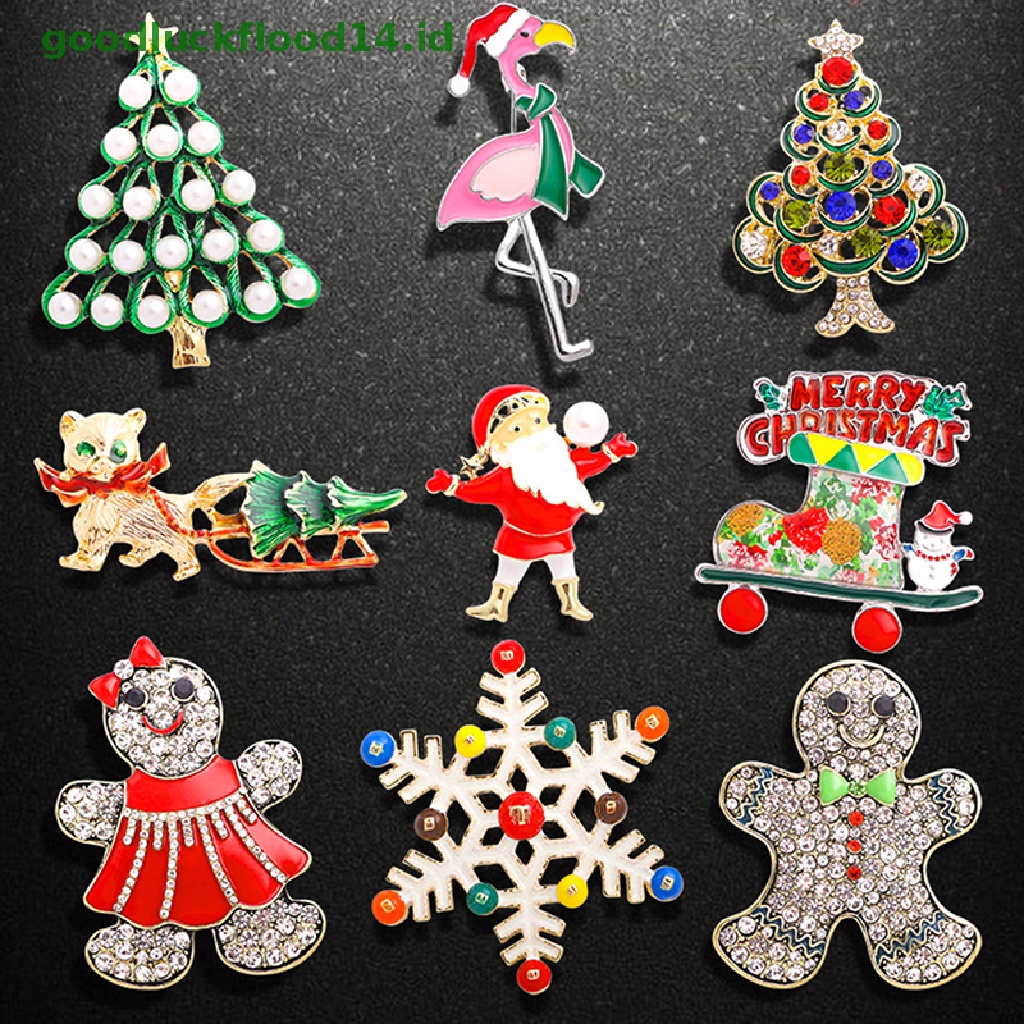 [GOOGFOUR] Tahun Baru Santa Flamingo Pohon Natal Snowman Bros Pin Snowflake Bros Untuk Wanita Lady Enamel Kasual Bros Pin Hadiah Fashion Perhiasan [TOP]