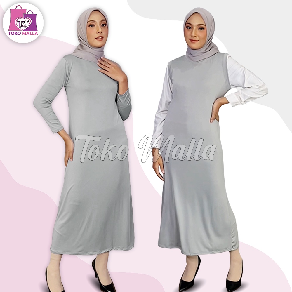 Manset Gamis Tangan Panjang & Tampa Tanpa Lengan Wanita Kerah Leher Turtle Neck Polos Dalaman Peremp