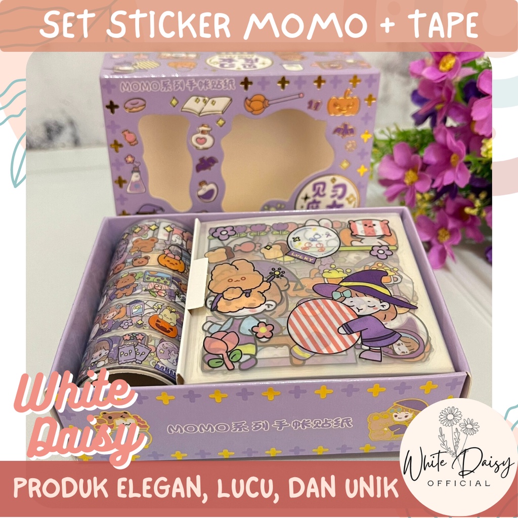 

Set sticker + Washi tape Momo premium hadiah anak gift set food cute