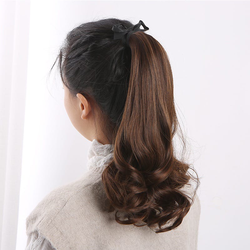 35CM Rambut Palsu Ponytail Hair clip Wig ponytail ponitail kuncir Model Gelombang  Curly Ekor Kuda F924