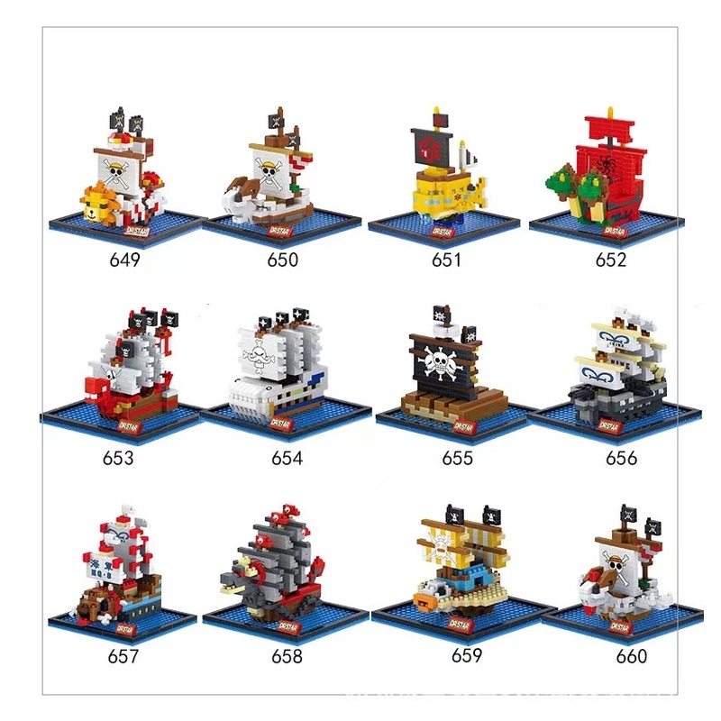 Diy Blok Bangunan Partikel Mini One Piece Ship Series Blackbeard Pirates, Whitebeard Pirate Ship, Merry, Sonny, Dll Mainan Blok Bangunan Sangat Susah Merakit