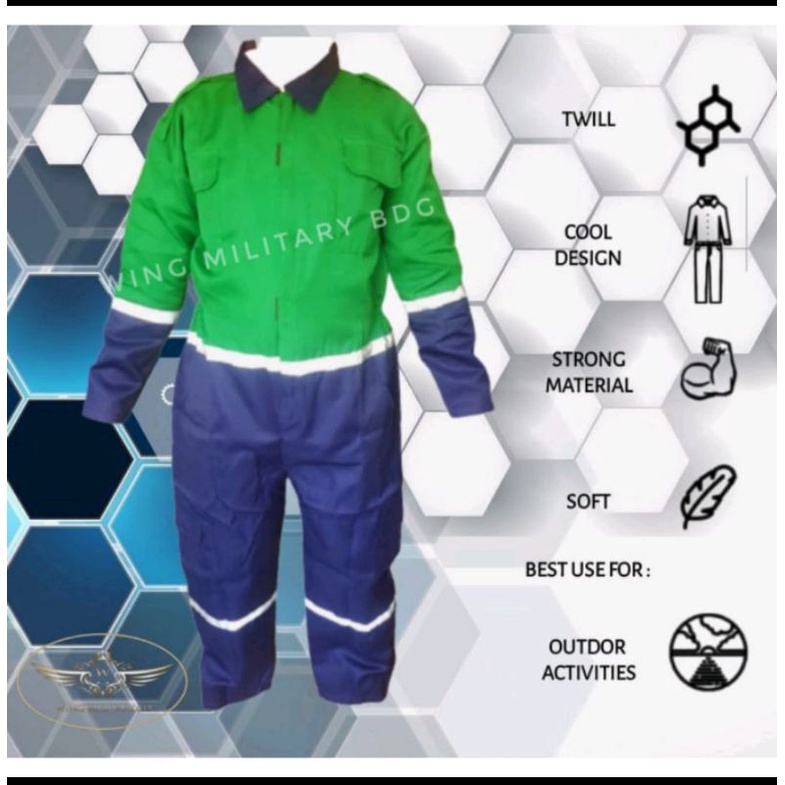 Werpak coverall two tone scotlight terbaru