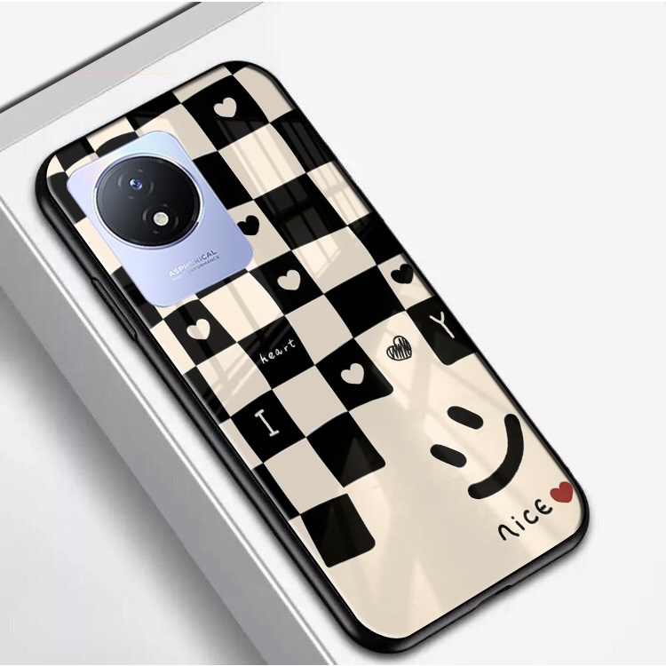 (Q25) Softcase Vivo Y02 - Softcase Kaca Vivo Y02 - Case Aesthetic Vivo Y02 - Case keren Vivo Y02 - C