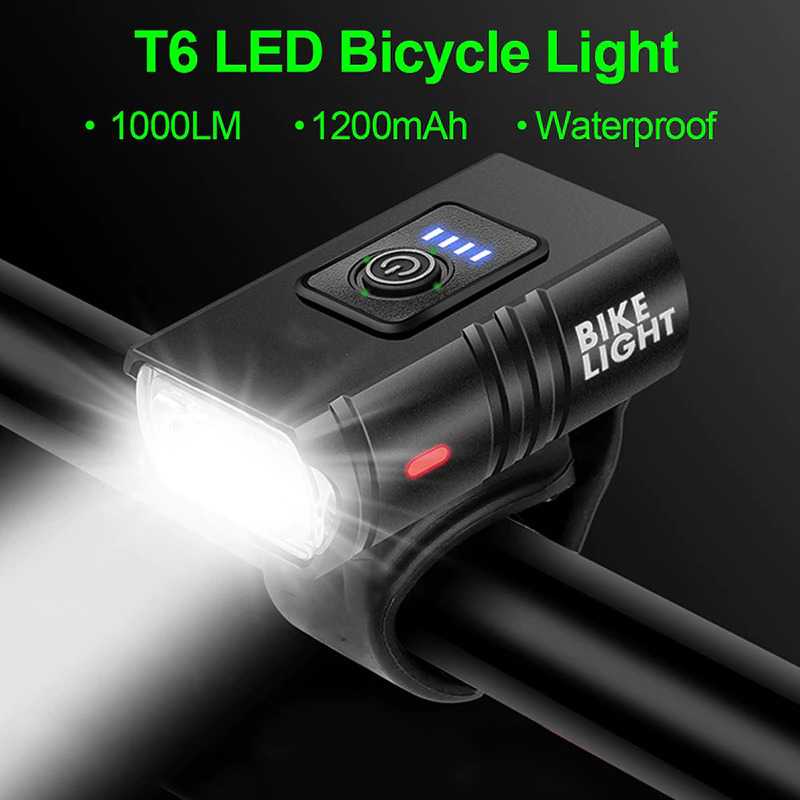 ( 100% BARANG ORI ) BIKEONO Lampu Sepeda LED T6 Bike Light USB Charge 6 Mode 1000lm - BK60