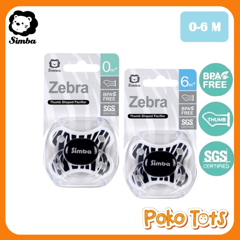 Simba Zebra Thumb Shaped Pacifier With Case 0-6m Soother Pacifier Empeng Bayi Simba Zebra WHS