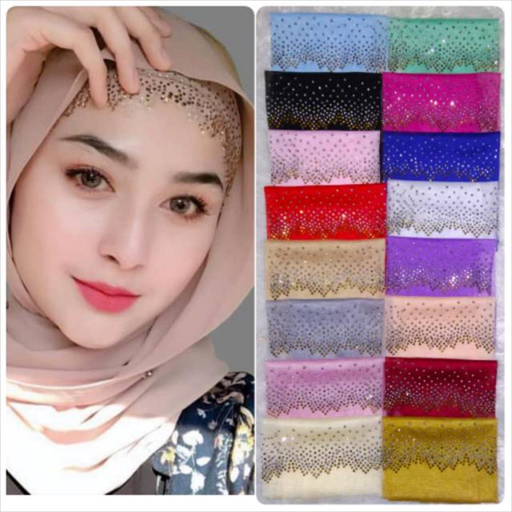 OTS 680. Inner Dalaman Hijab Pesta Diamond Zig-zag Ciput Acara Pesta Bahan Tile