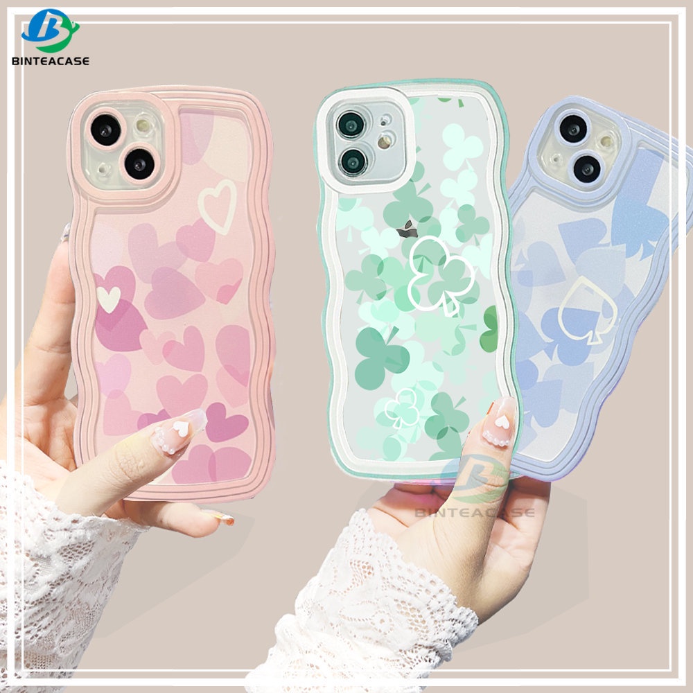 Casing TPU IPhone 14 Pro Max 14 Plus 11 Pro 11 Pro Max 12 12 Pro Max 13 Pro Max 6 6S 7 8 + Aksen Hati Pink Hijau Biru