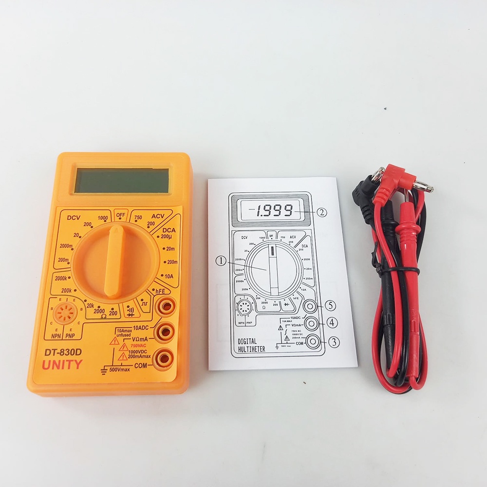 ACEHE Digital Multimeter Mini Pocket AC/DC Voltage Tester - DT-830D - Orange