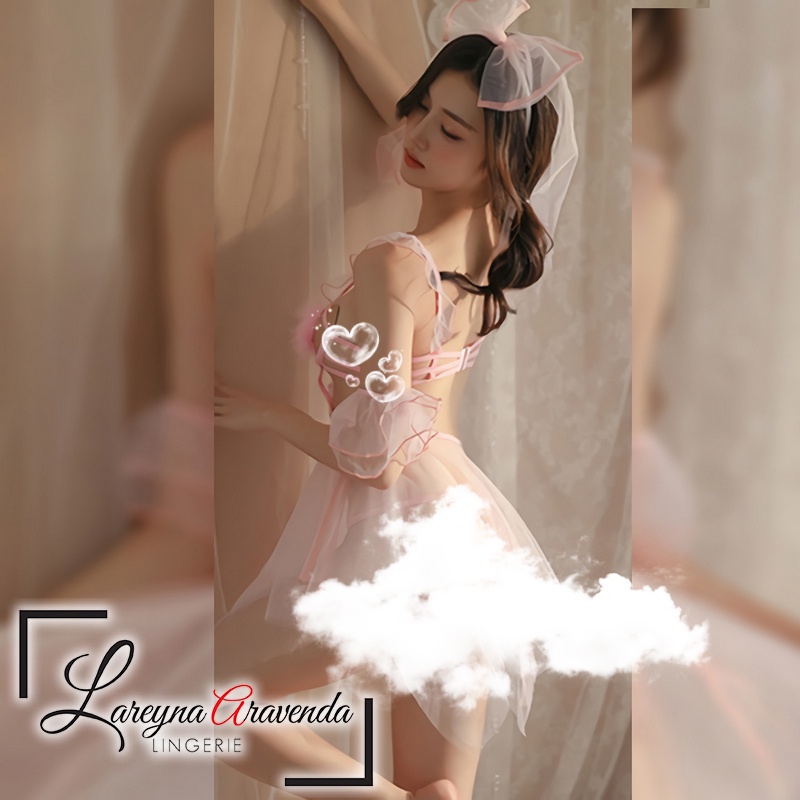 Lareyna Aravenda Set Lingerie Gaun Malam + Bando + CD Model Kostum Pengantin LG558