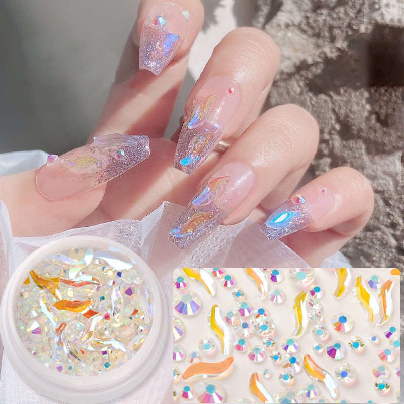 1 Kotak Stiker Kuku Motif Geometri Asimetris Untuk Dekorasi Nail Art Diy